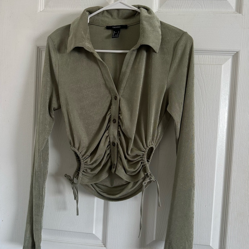 Trendy Olive Green Ruched Top by PrettyLittleThing